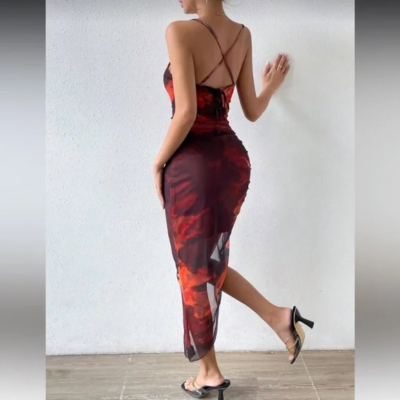 Fiery sunset mesh dress 🔥 - never worn - Picture 2 of 9